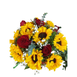 Florero De 10 Girasoles y 5 Rosas
