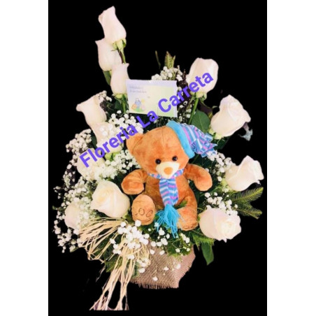 Arreglo nacimiento con peluche ( ver disponibilidad de diseño )